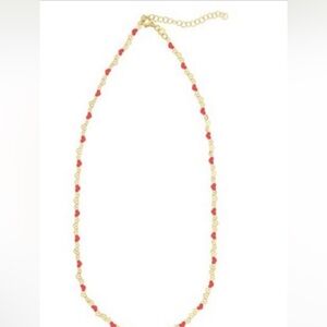 Elegant Gold and Red Heart Necklace